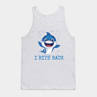 I Bite Back Cute Baby Smiling Shark Animal Blue Fish Tank Top